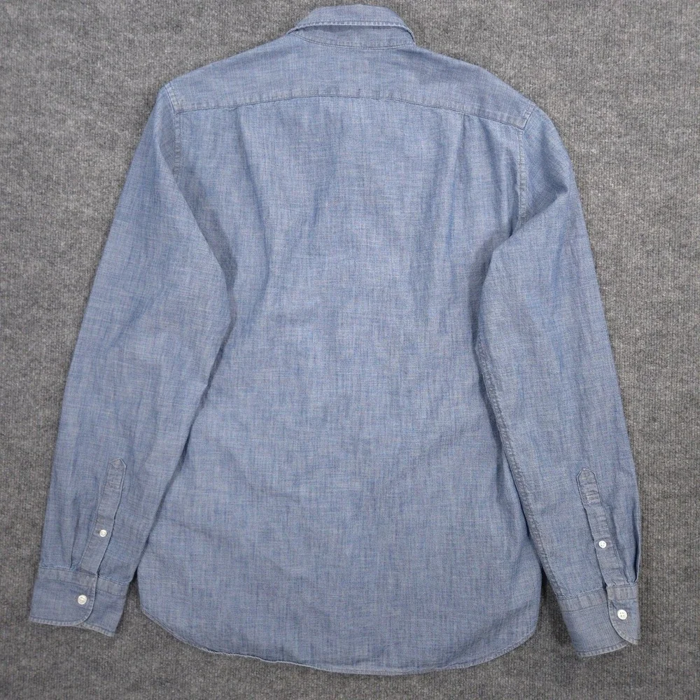 J Crew Chambray Shirt‎ Mens L Tall Blue Classic Fit Long Sleeve Button Up Preppy